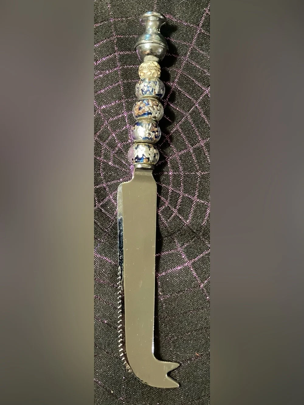 Dichroic Glass Beaded Handle Cheese Knife